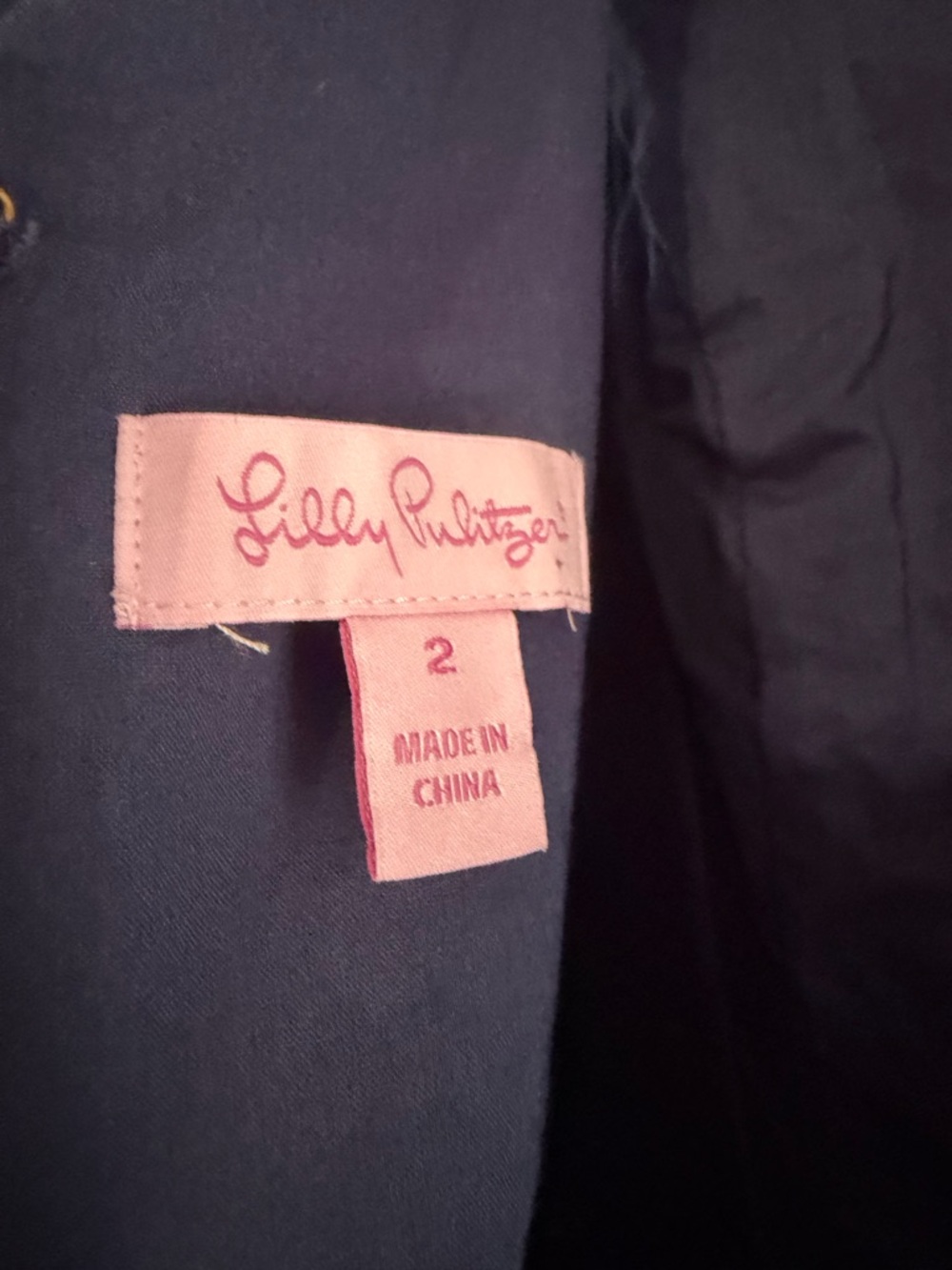 Lilly Pulitzer Navy Mini Dress with Gold Trim - Picture 3 of 3